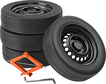 Llantas y gato hidráulico